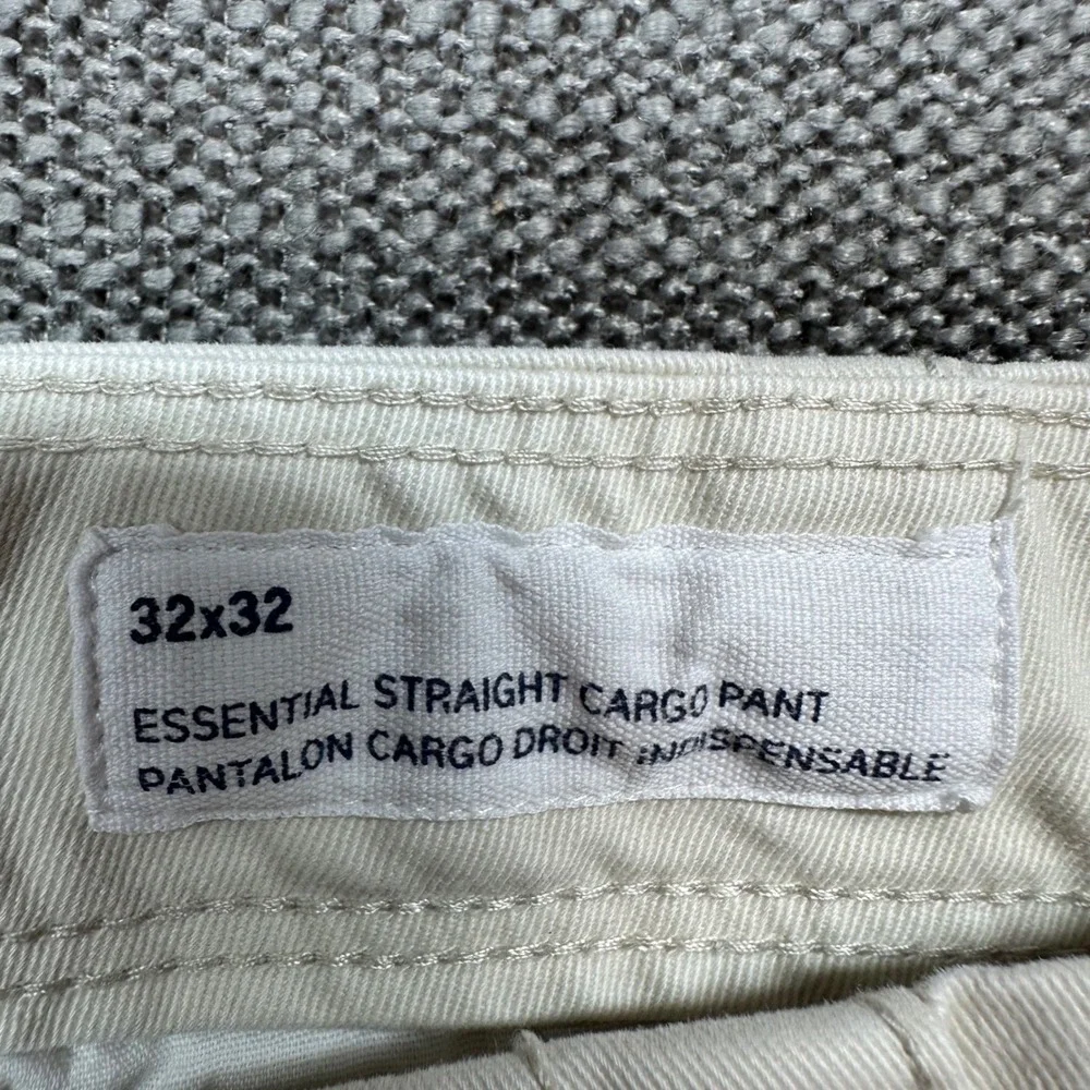 GAP Essential Straight Cargo Pant Mens 32x32 Cream Khaki Utility Twill